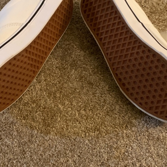 All white Vans with navy blue trim. - Picture 7 of 7